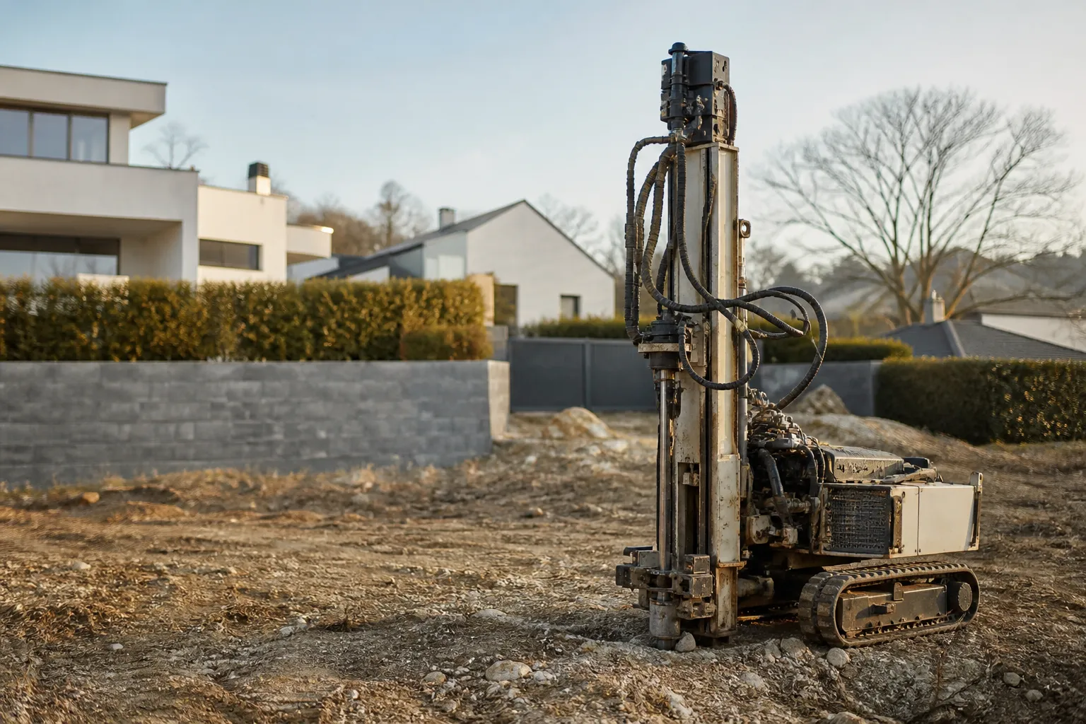 Foreuse de sondage geotechnique sur une parcelle a batir