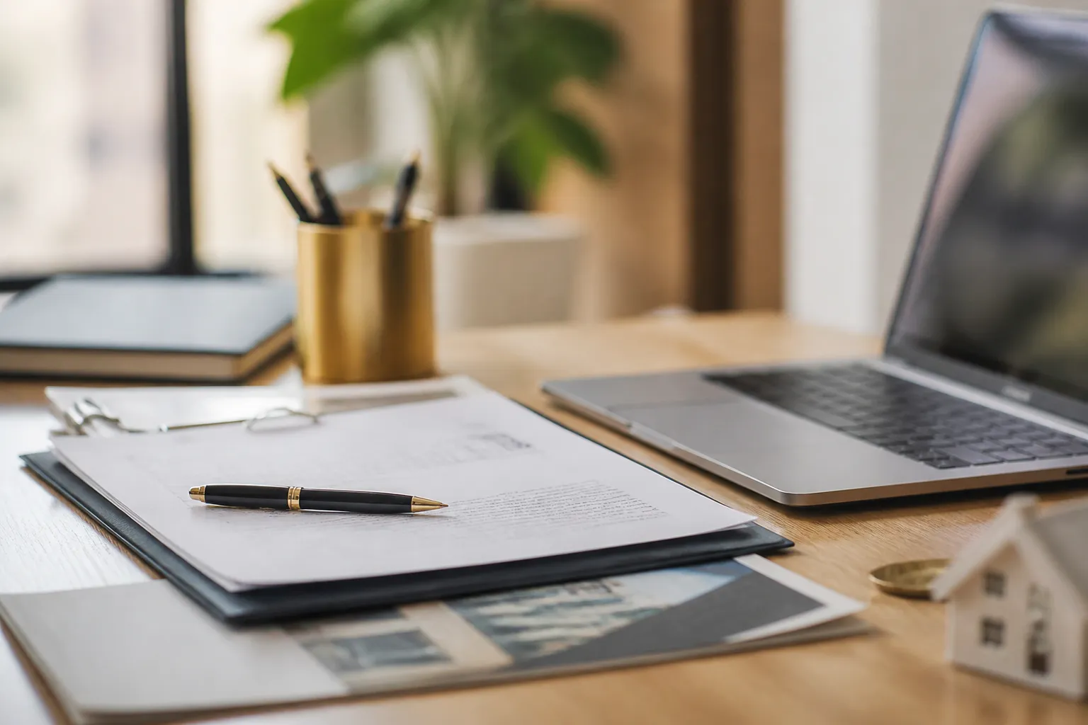 Document d assurance et ordinateur portable sur un bureau