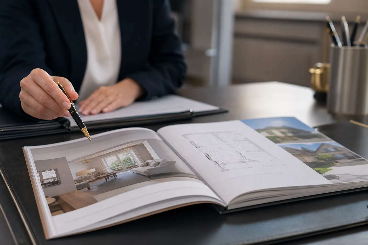 Dossier de vente immobiliere ouvert sur le bureau d une etude notariale