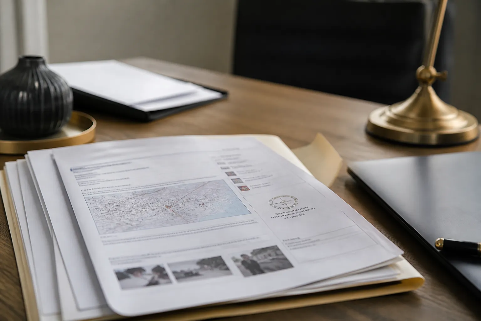 Document d etat des risques pose sur un dossier de vente immobiliere