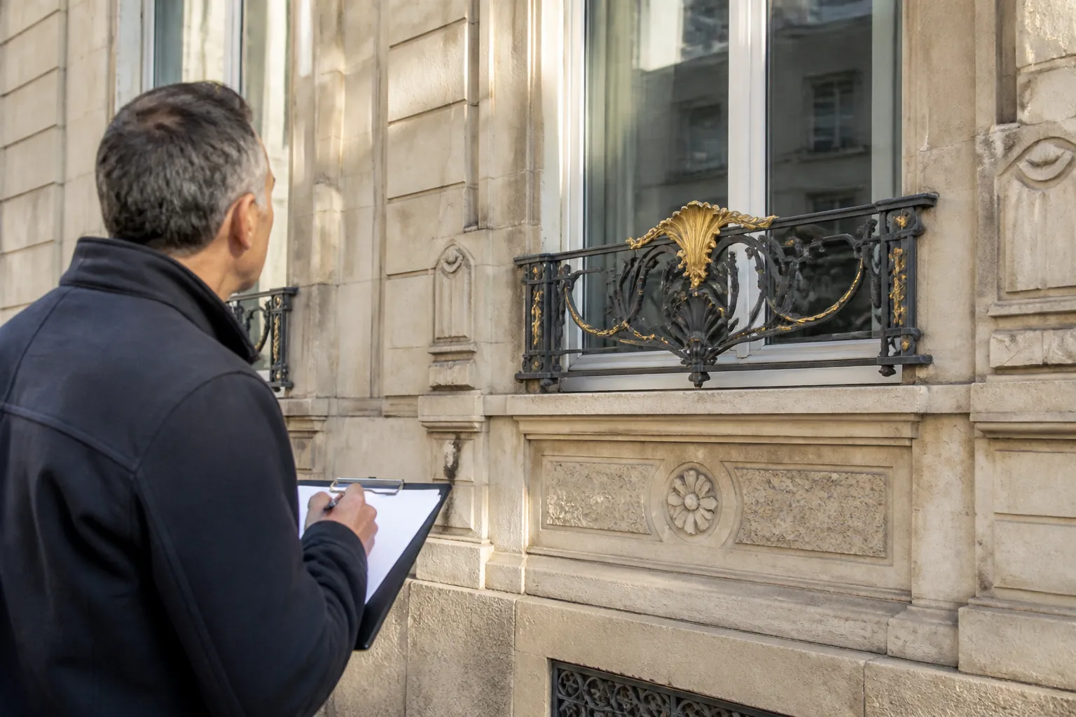 Expert en batiment etudiant les plans d un logement a Lyon 8e