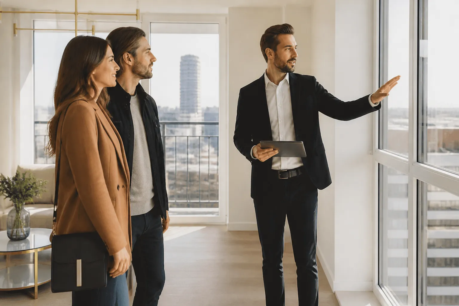 Expert et acquereurs dans un appartement neuf a Lyon 3e