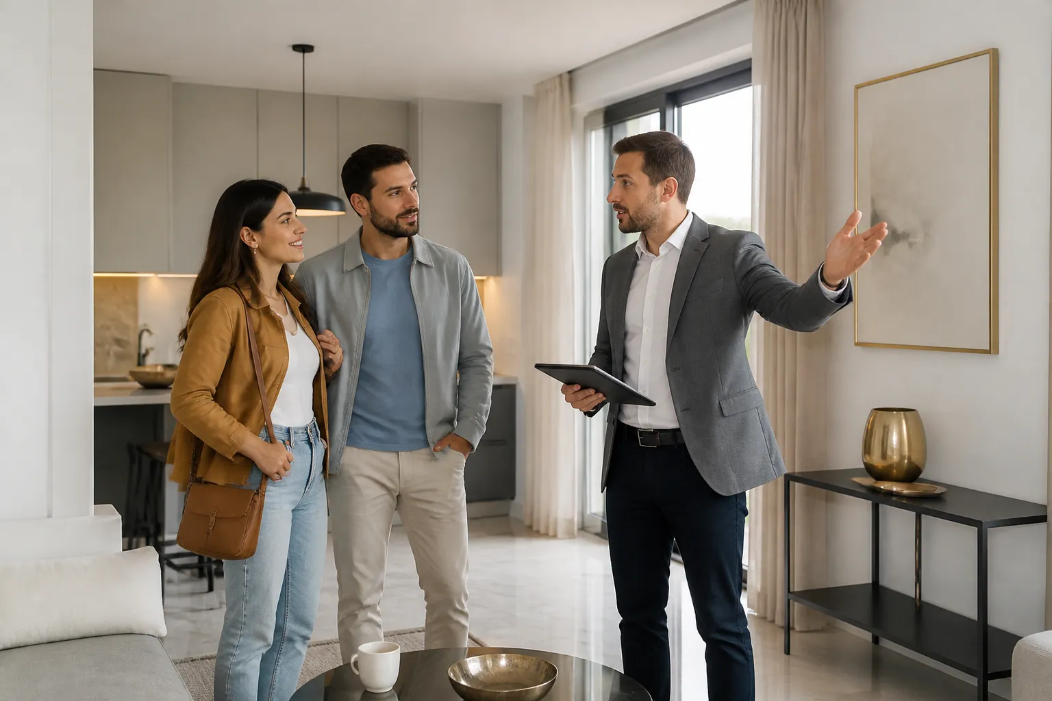 Expert et acquereurs dans un appartement neuf a Vénissieux