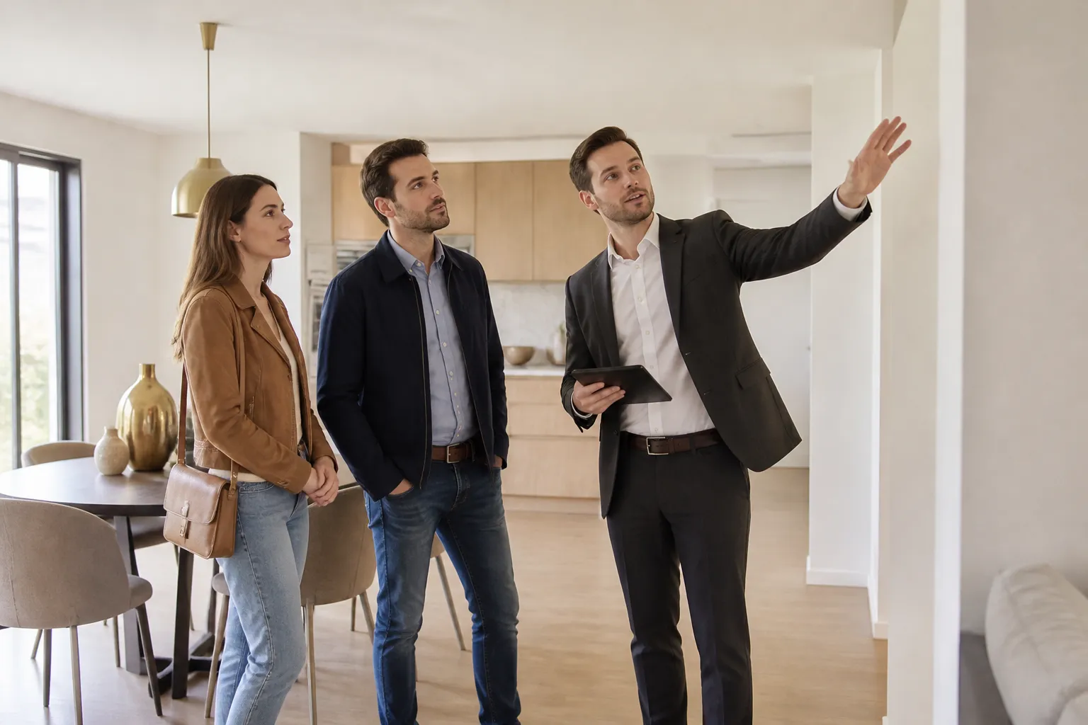 Expert et acquereurs dans un appartement neuf a Villefranche-sur-Saône