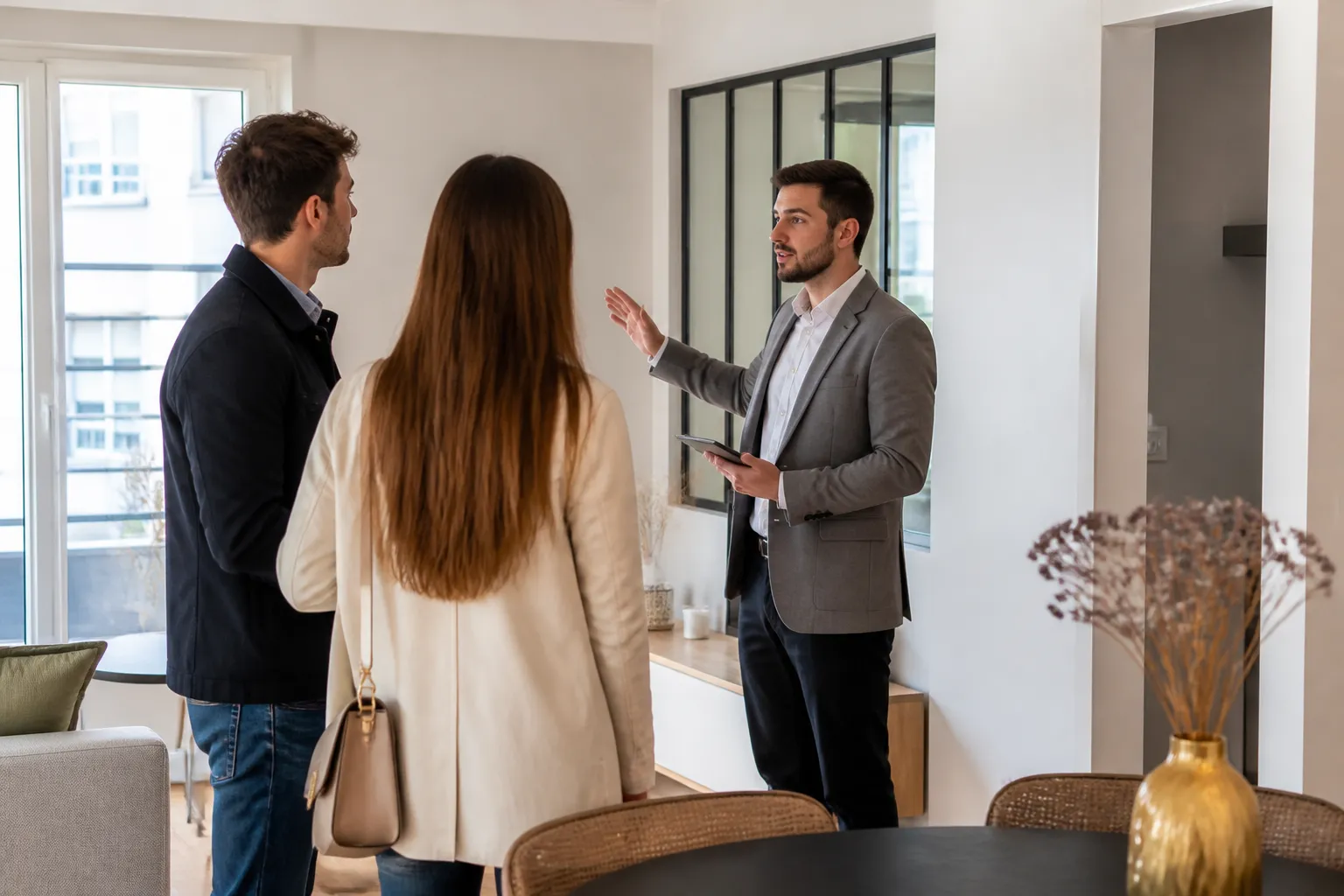 Expert et acquereurs dans un appartement neuf a Villeurbanne