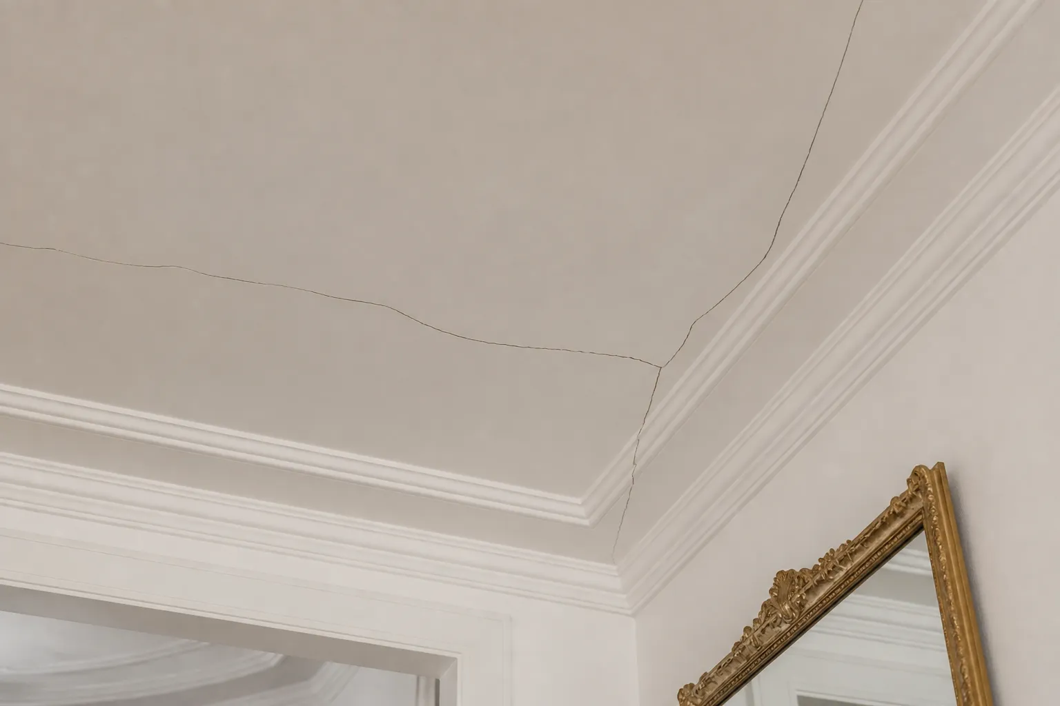 Fissure sur une moulure de plafond a Lyon 3e