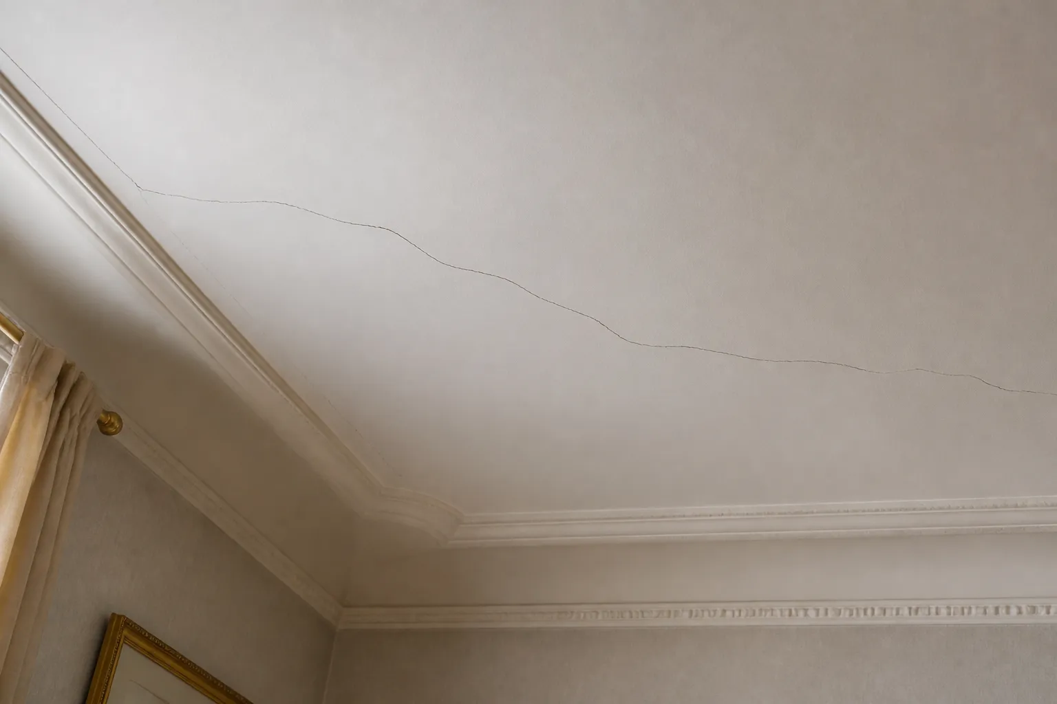 Fissure sur une moulure de plafond a Lyon 4e