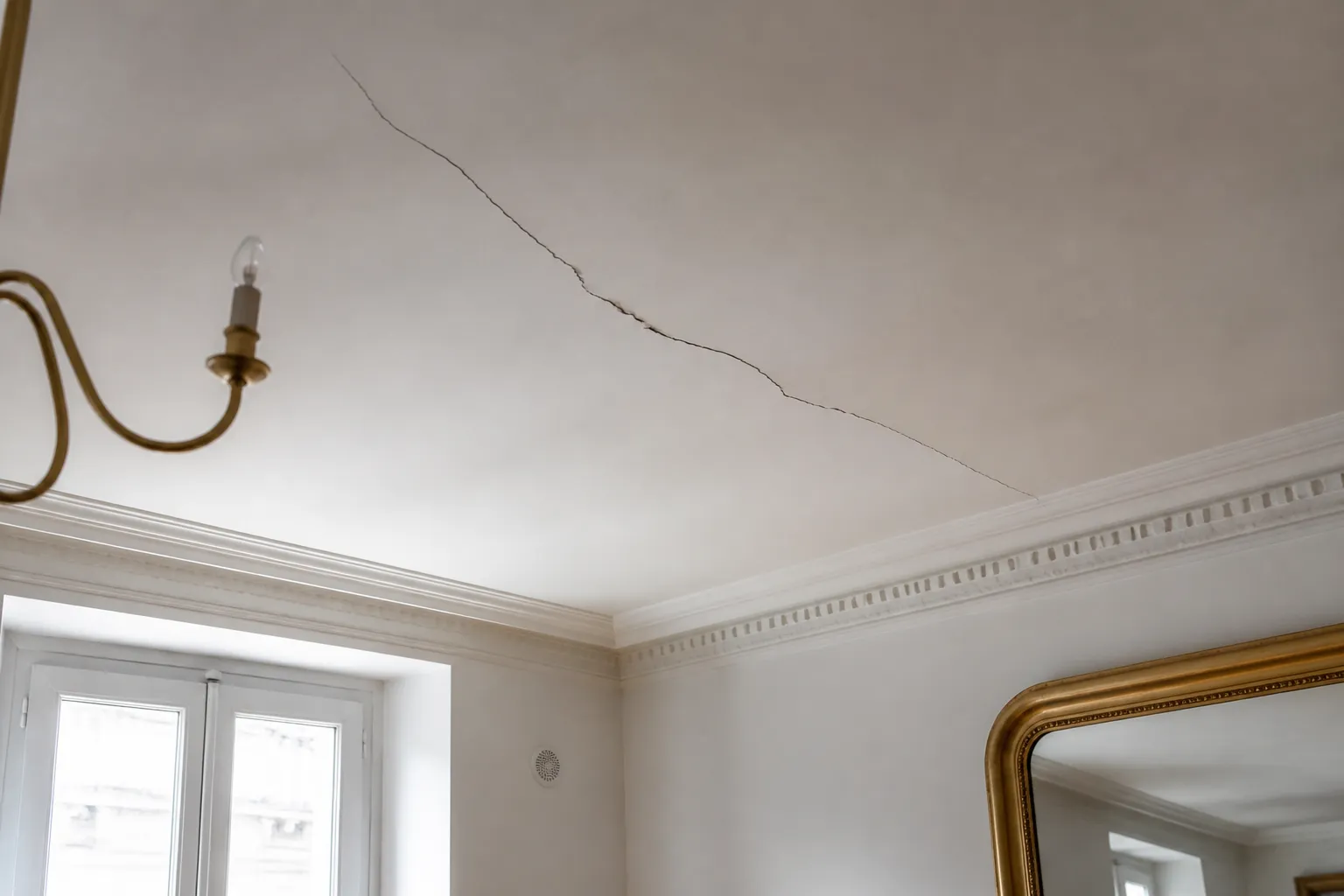 Fissure sur une moulure de plafond a Oullins-Pierre-Bénite