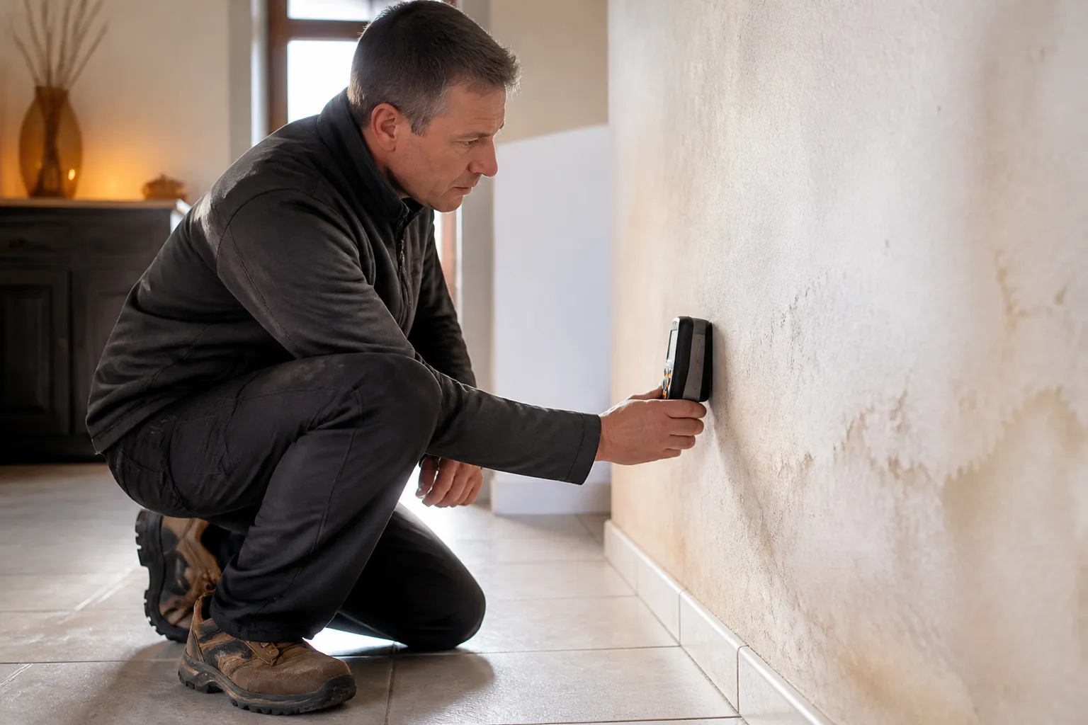 Condensation sur une vitre dans un logement de Meyzieu