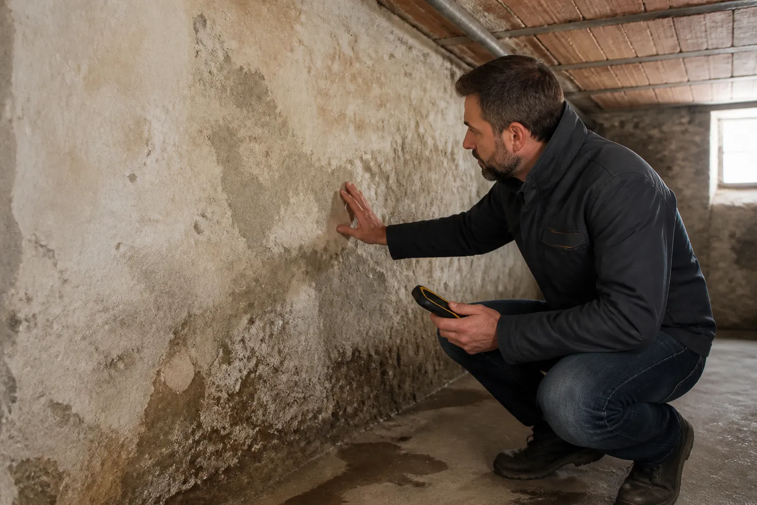 Condensation sur une vitre dans un logement de Vaulx-en-Velin