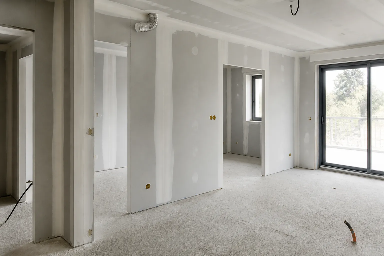 Cloisons en plaques de platre dans un appartement neuf a Caluire-et-Cuire