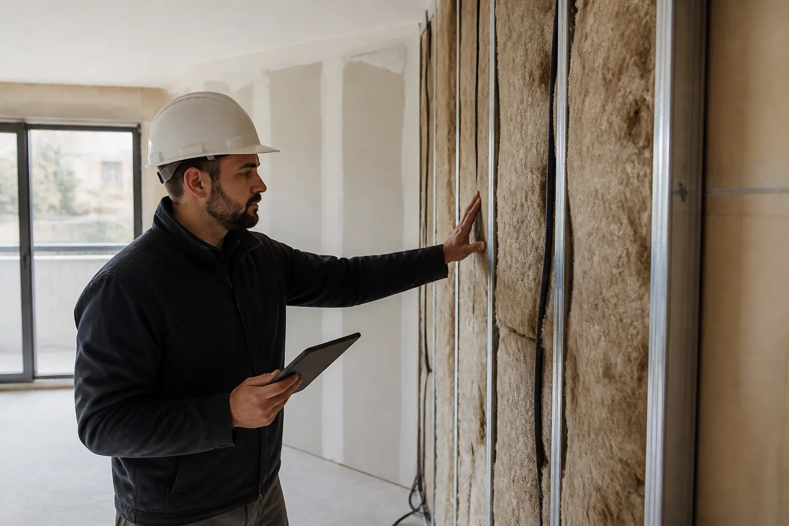 Gaines electriques et boitiers avant enduit dans un appartement neuf a Lyon 1er