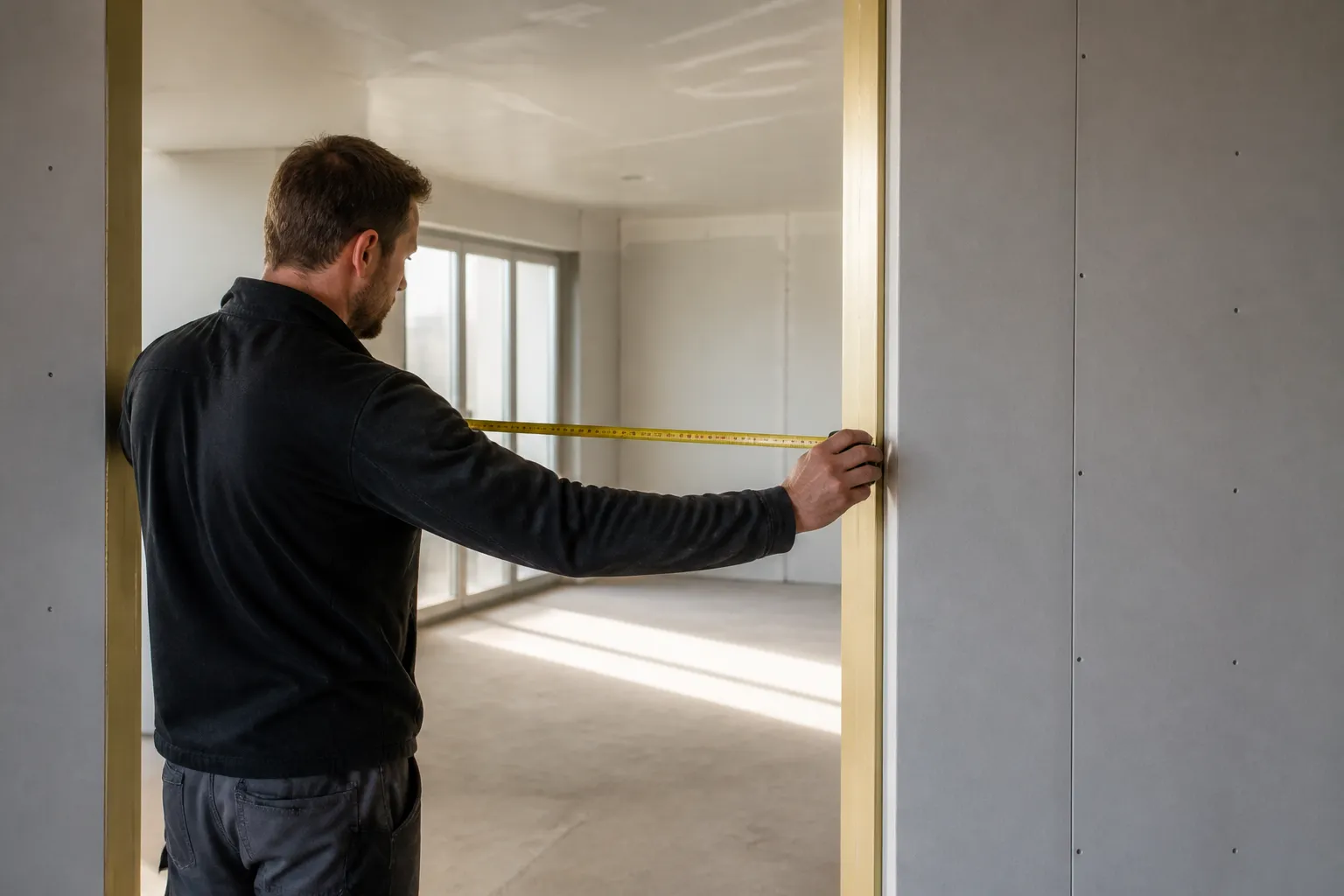 Cloisons en plaques de platre dans un appartement neuf a Lyon 1er