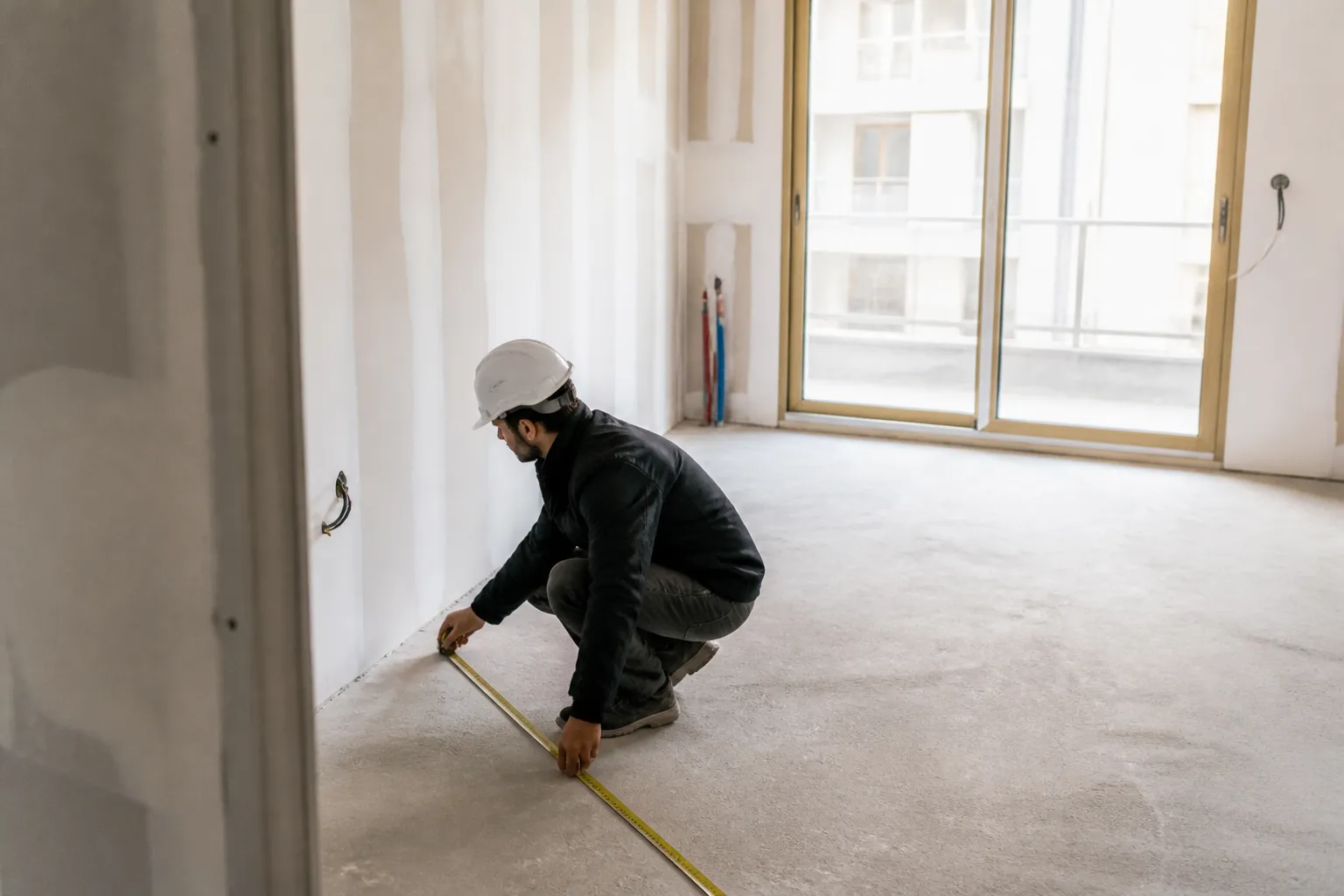 Cloisons en plaques de platre dans un appartement neuf a Lyon 3e