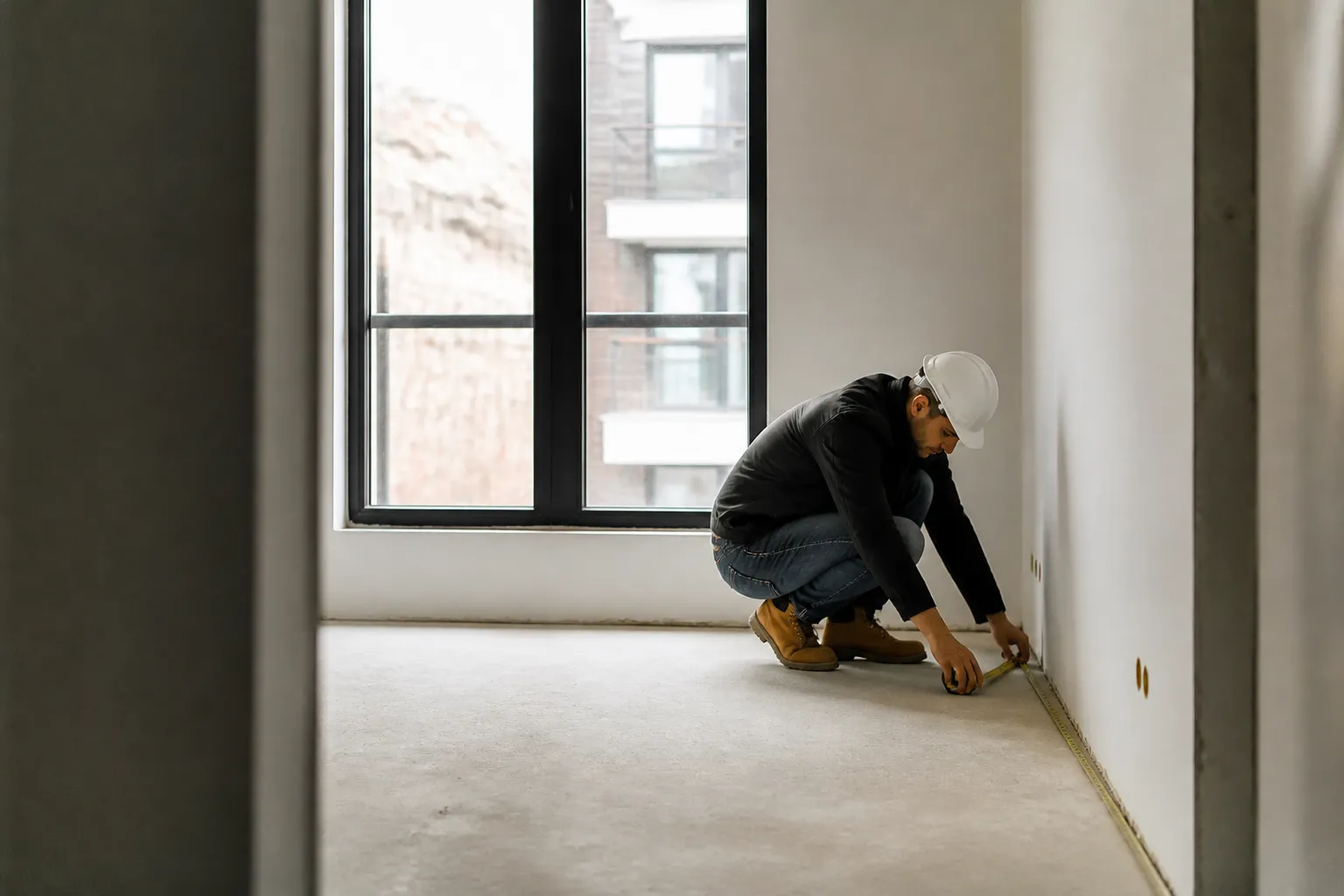 Cloisons en plaques de platre dans un appartement neuf a Lyon 5e