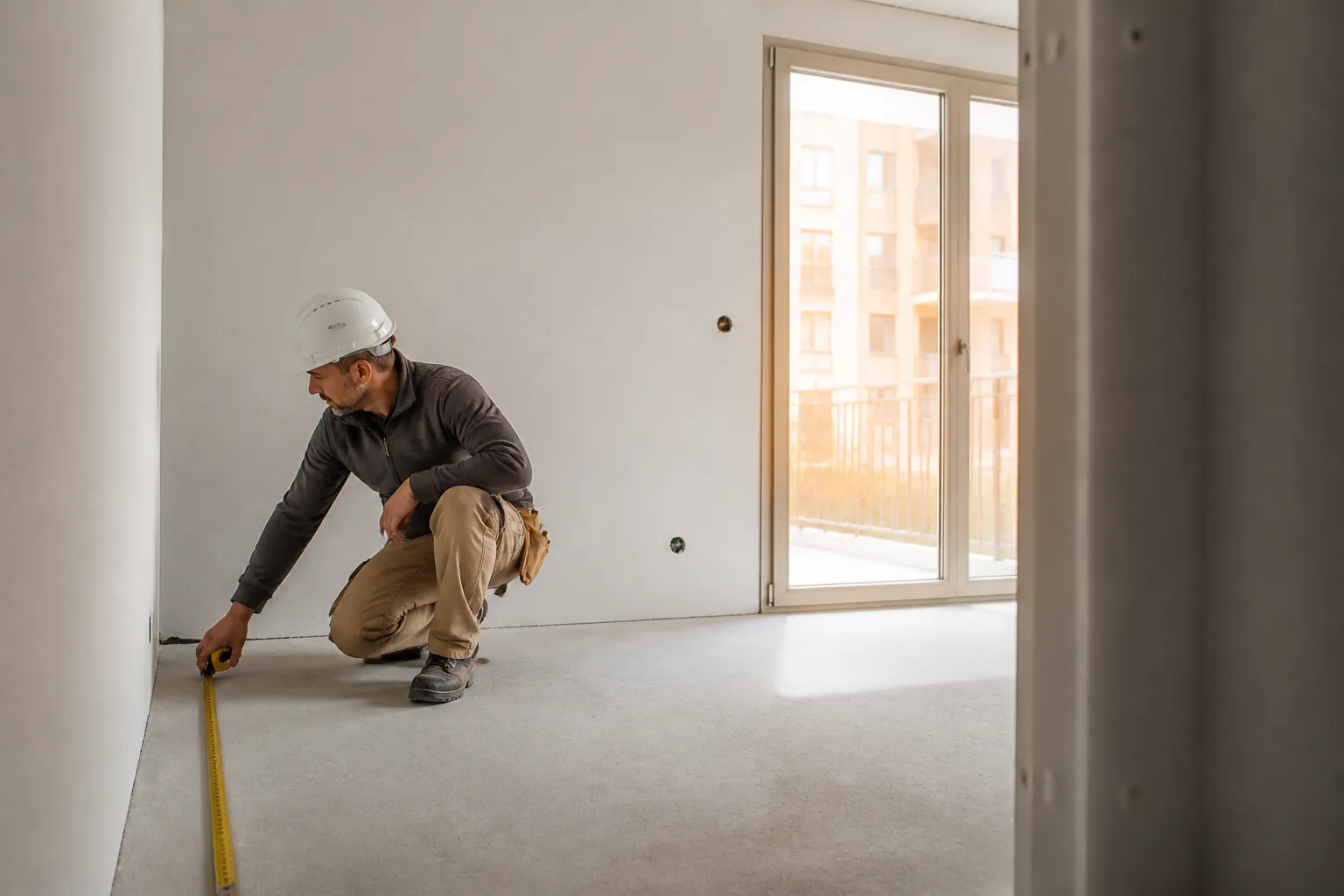Cloisons en plaques de platre dans un appartement neuf a Lyon 9e