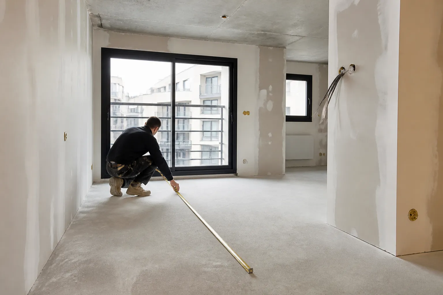 Cloisons en plaques de platre dans un appartement neuf a Vaulx-en-Velin
