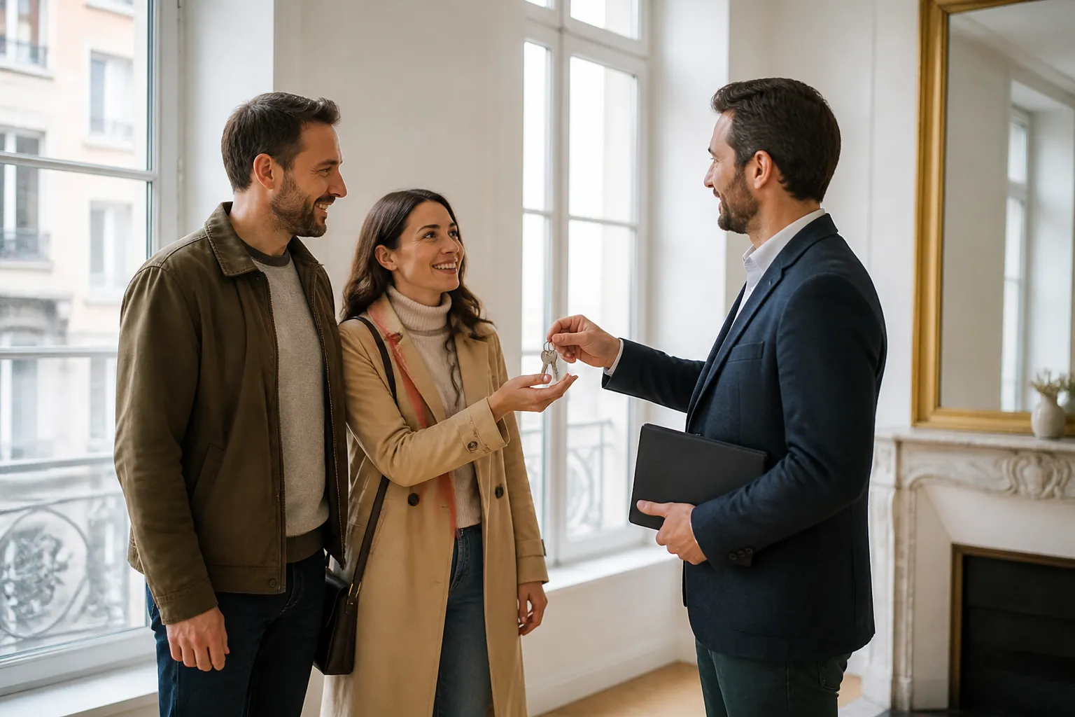 Remise des cles d un appartement neuf avec un expert a Lyon 1er