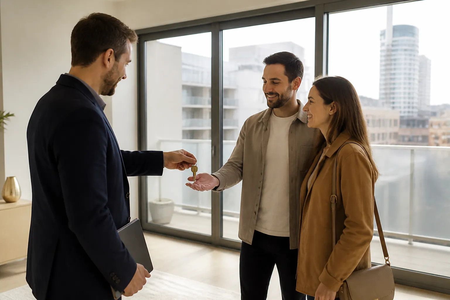 Remise des cles d un appartement neuf avec un expert a Lyon 3e
