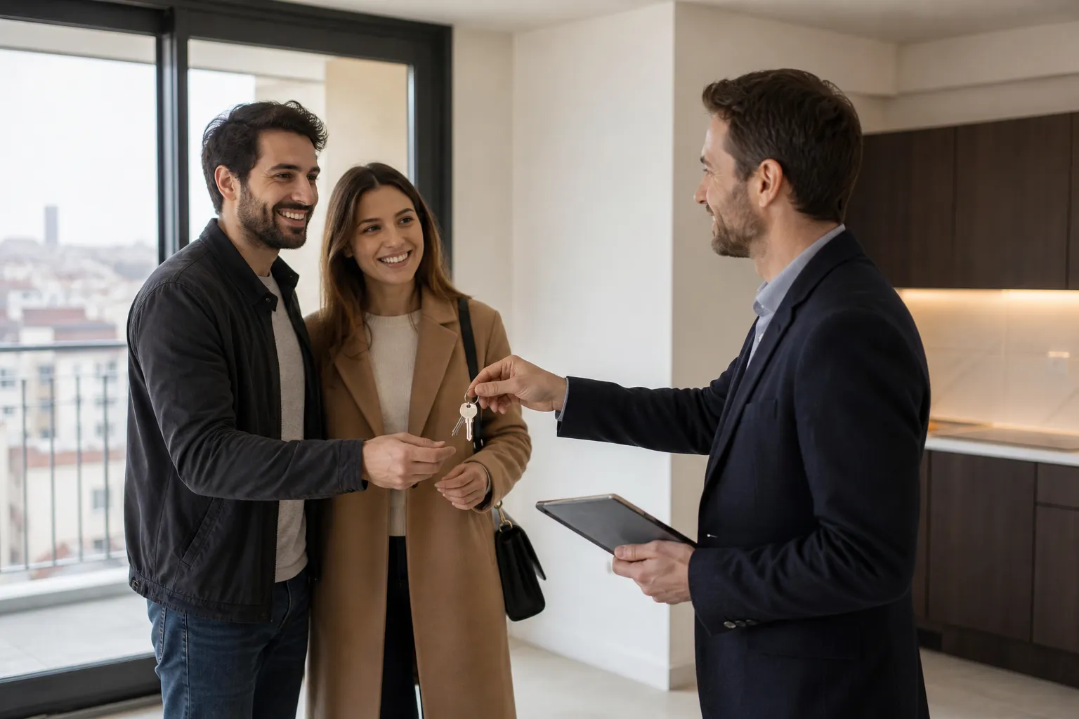 Remise des cles d un appartement neuf avec un expert a Lyon 7e