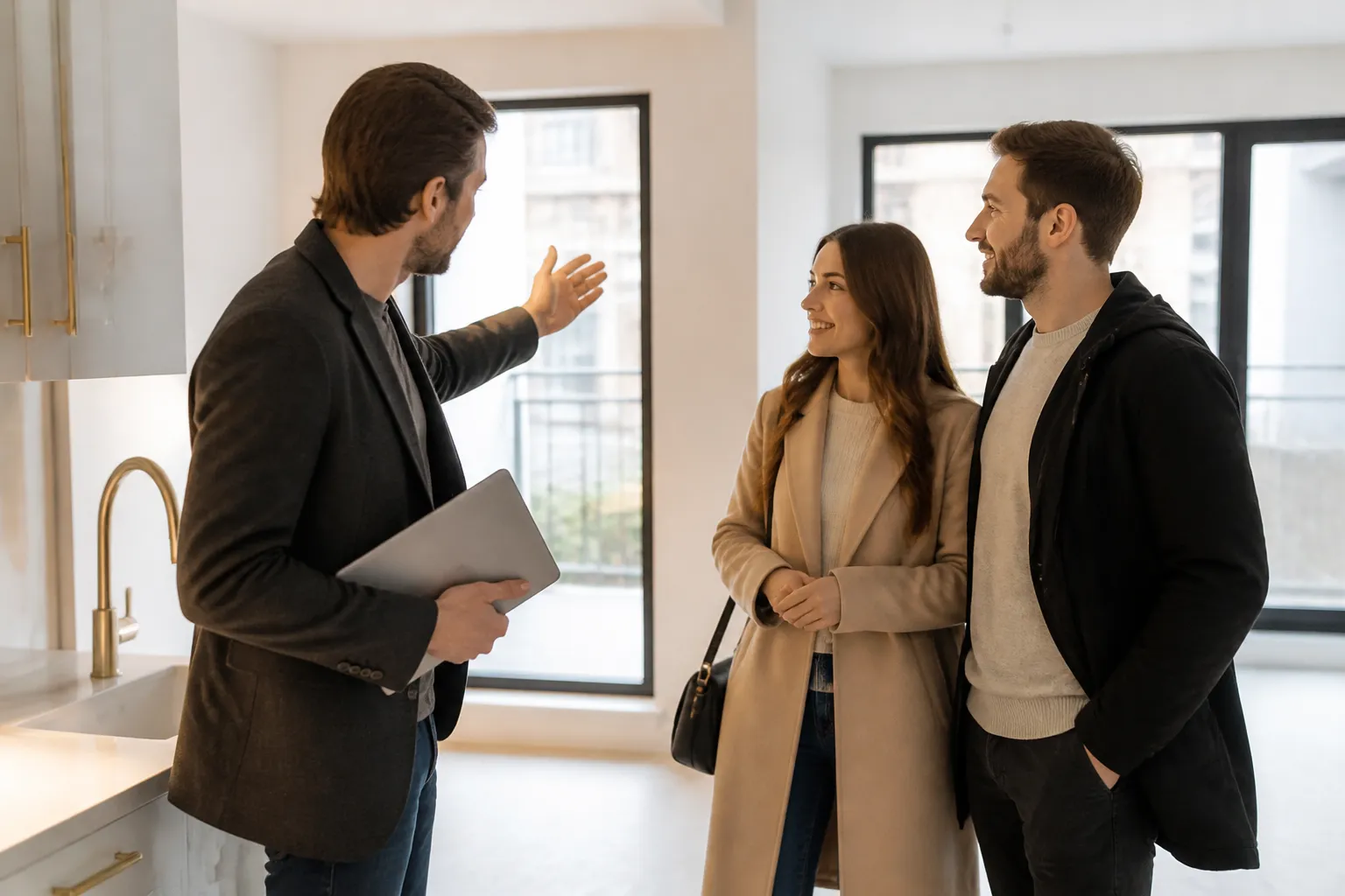 Remise des cles d un appartement neuf avec un expert a Lyon 8e