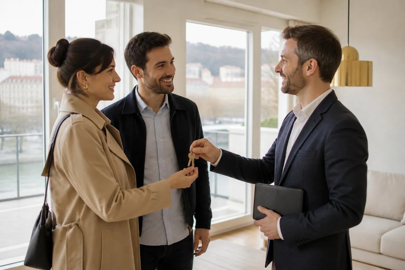 Remise des cles d un appartement neuf avec un expert a Lyon 9e