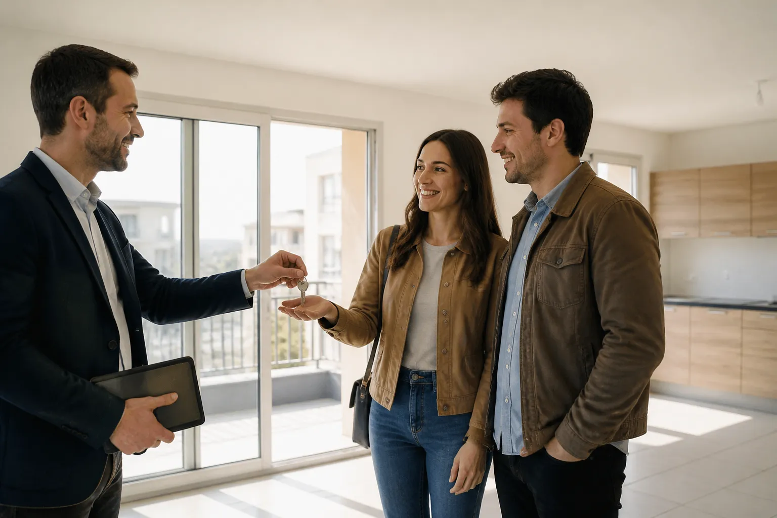 Remise des cles d un appartement neuf avec un expert a Vénissieux