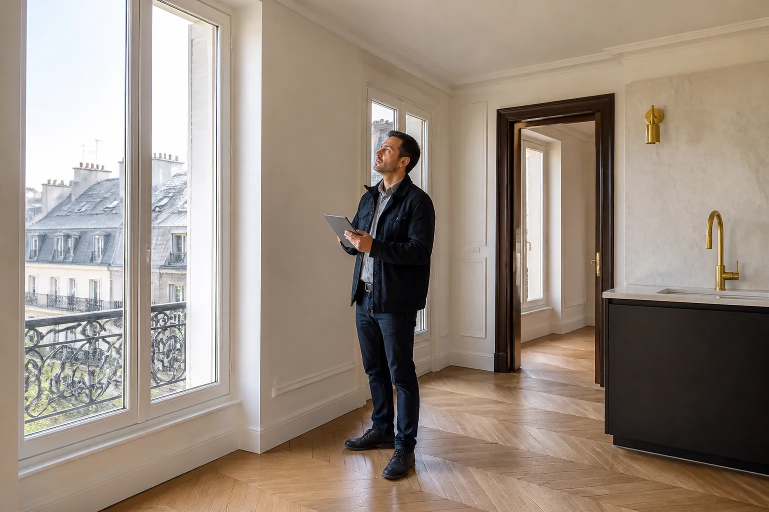 Expert controlant un appartement neuf avant livraison a Lyon 1er
