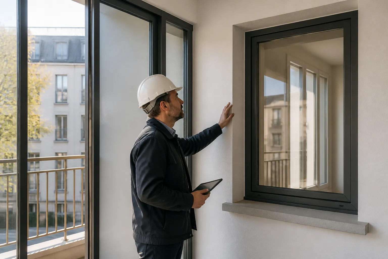 Expert verifiant une salle de bains neuve avant livraison a Lyon 3e