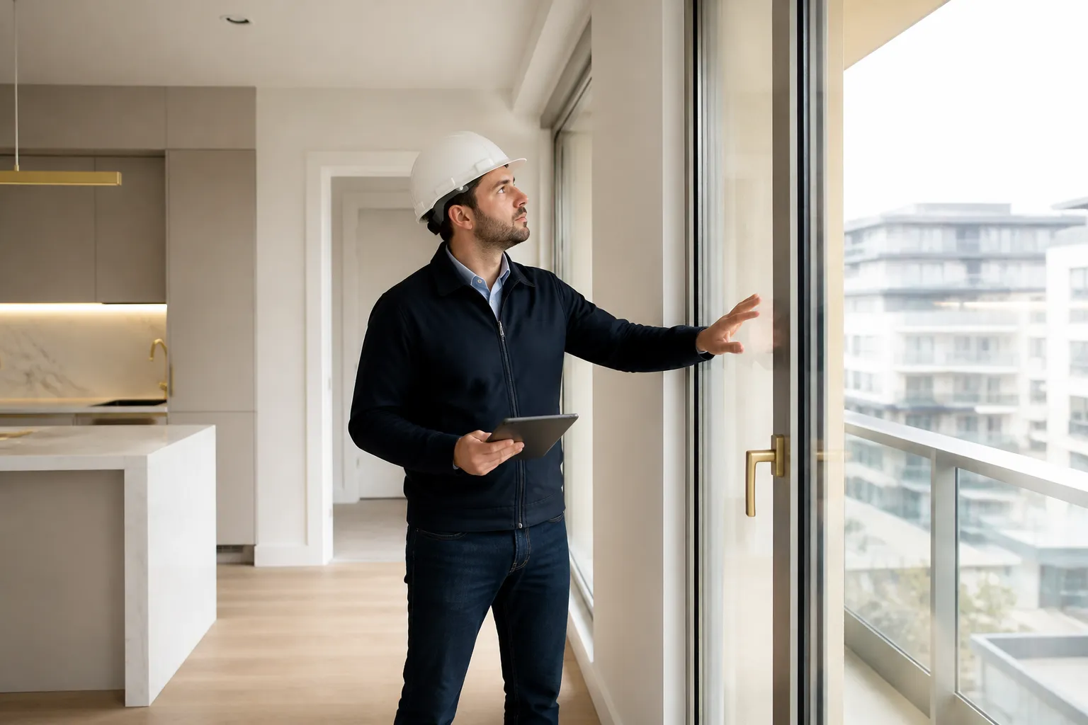 Expert controlant un appartement neuf avant livraison a Lyon 3e