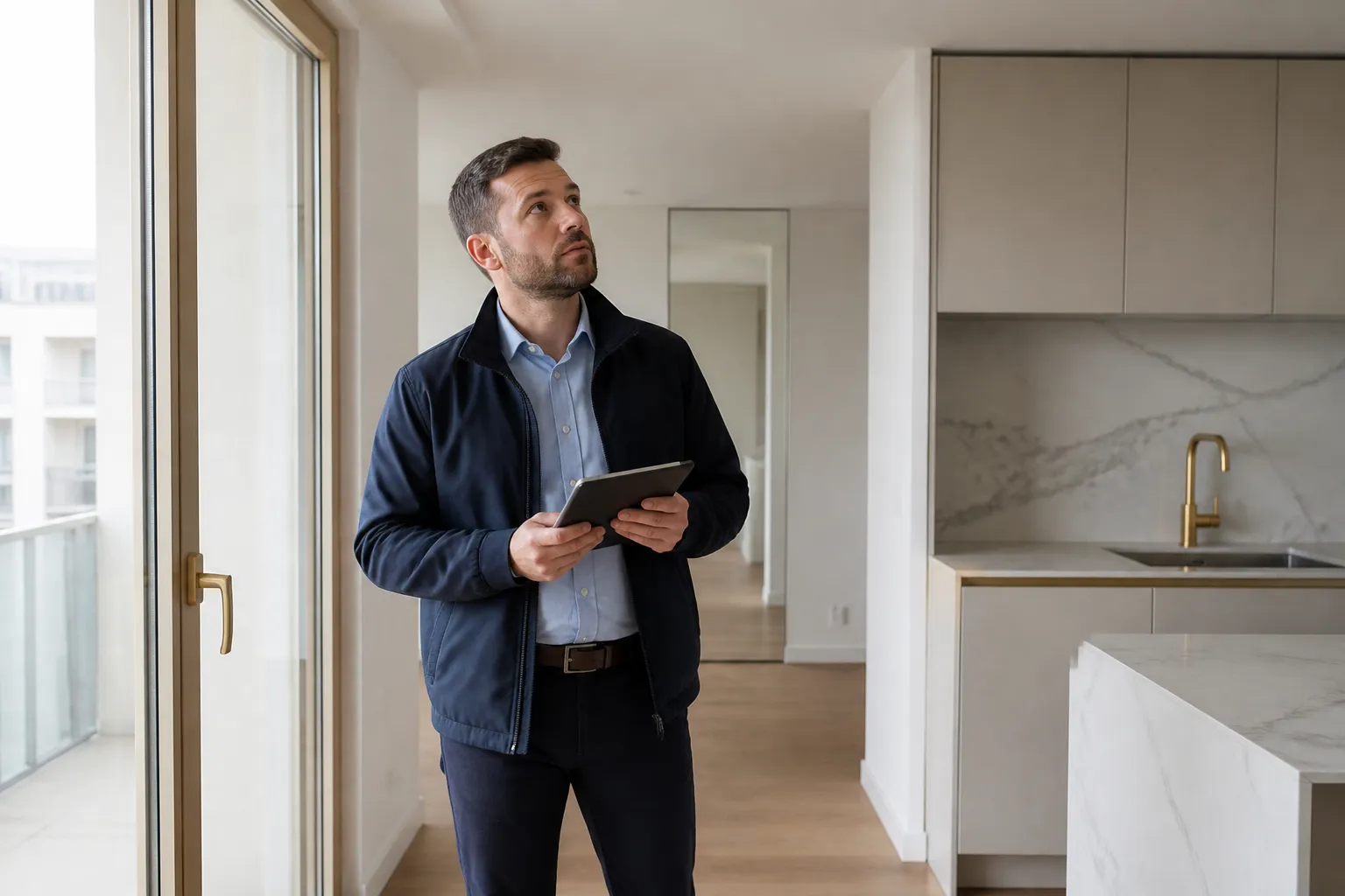 Expert controlant un appartement neuf avant livraison a Lyon 9e