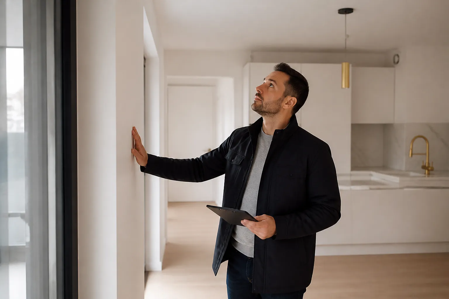 Expert controlant un appartement neuf avant livraison a Saint-Priest