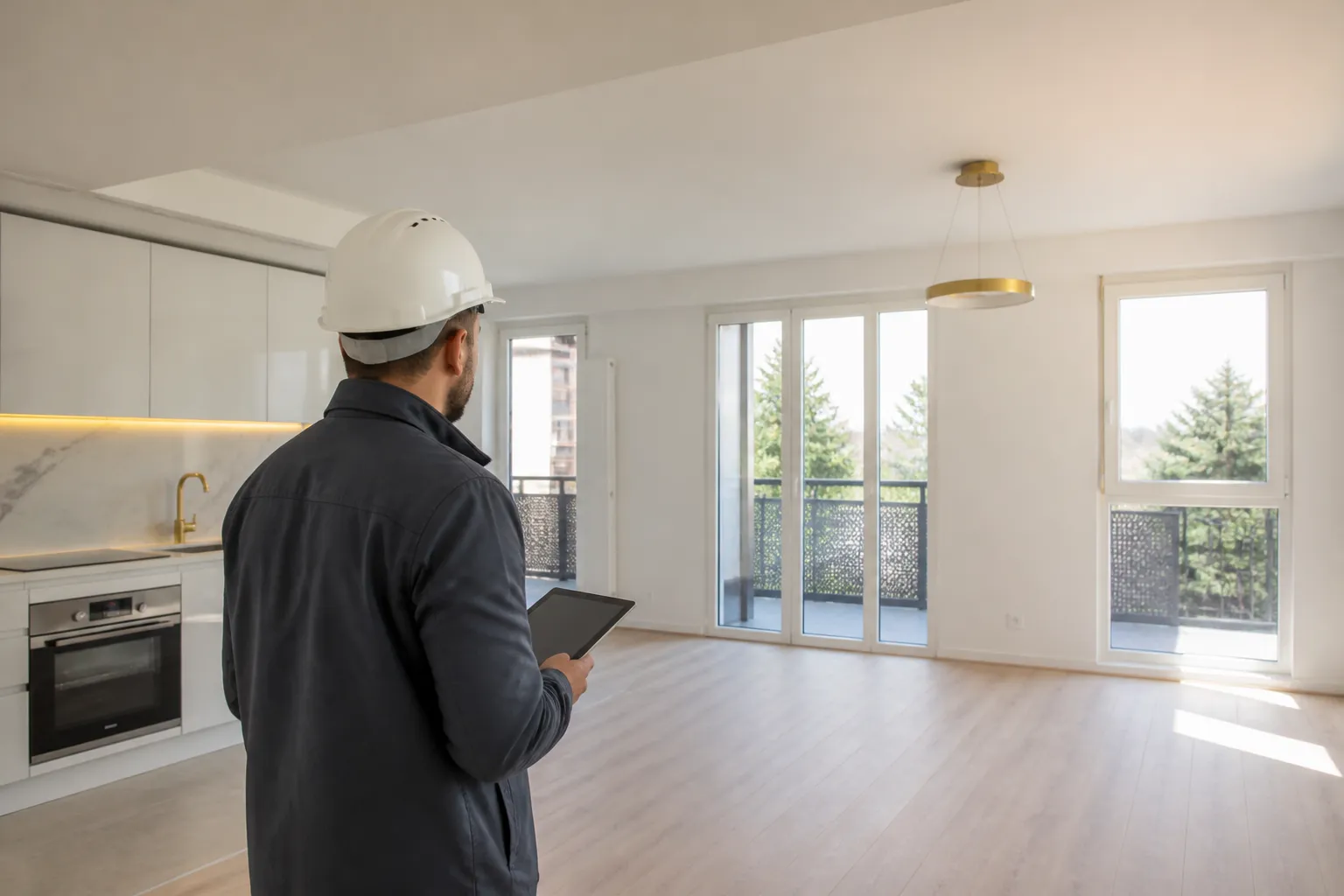 Expert controlant un appartement neuf avant livraison a Vénissieux