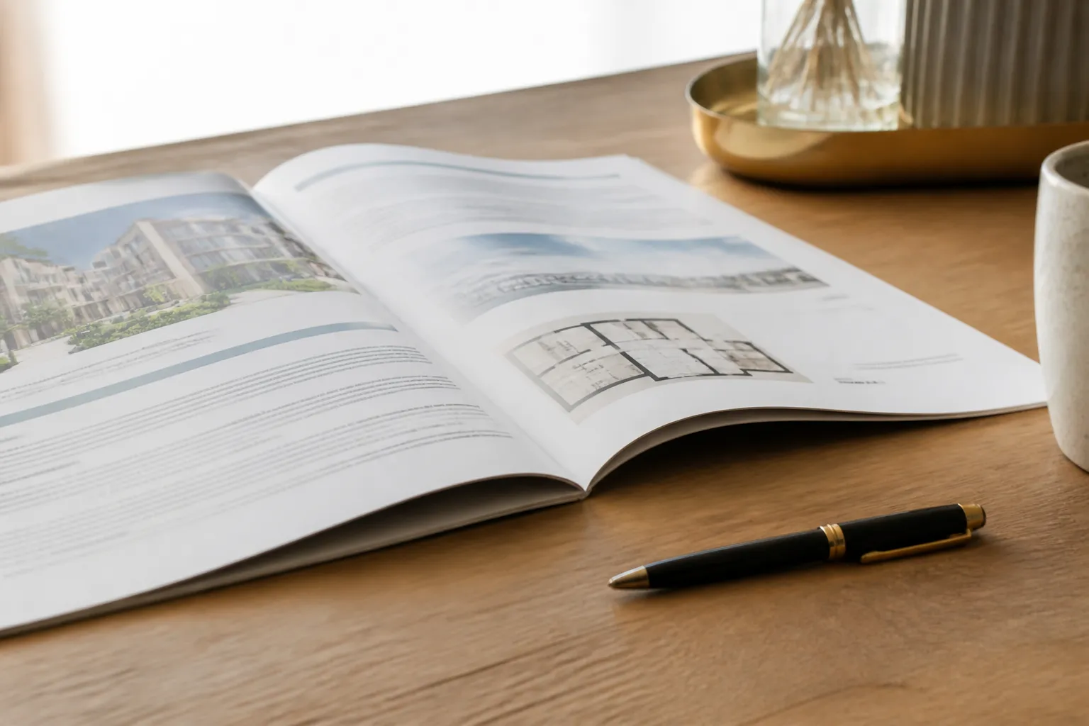 Contrat de reservation VEFA ouvert sur une table a cote d un stylo