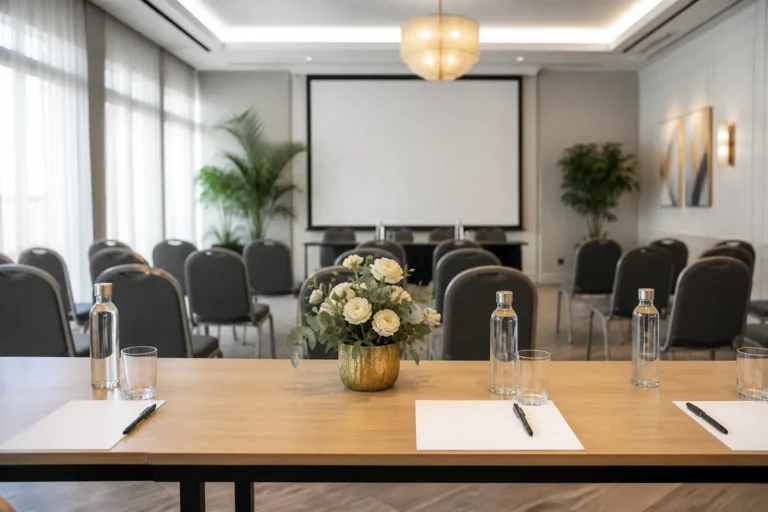Salle de reunion preparee pour une assemblee generale de copropriete